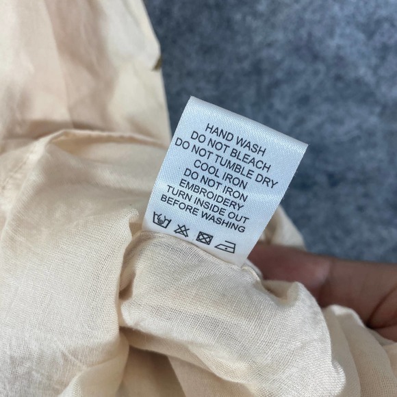 Lovers & Friends Dress Small Beige Embroidered Rose Floral V-Neck Short Sleeve - Picture 10 of 12